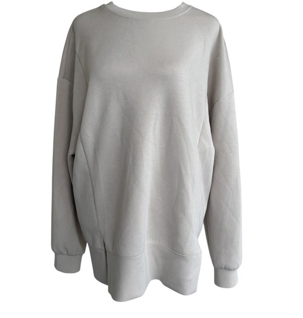 Z BY ZELLA Whisper Knit Easy Crew Neck Oversized Scuba Sweatshirt Ivory/Stone M